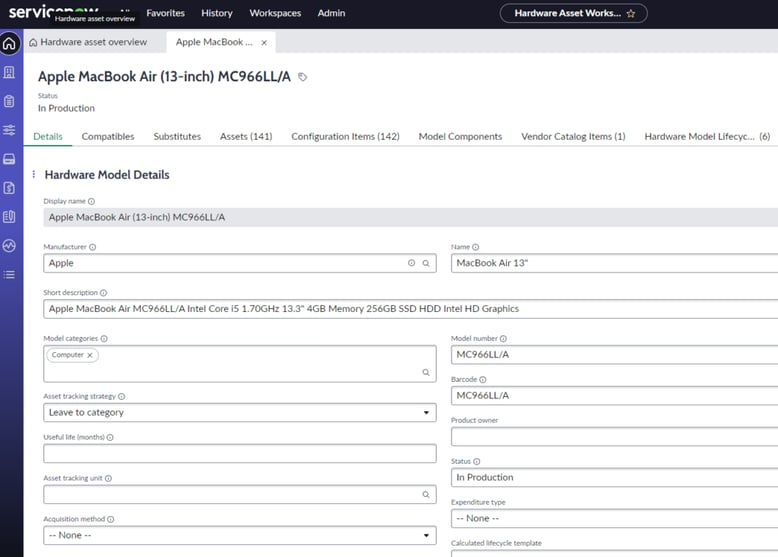 ServiceNow HAM Pro screen capture 1